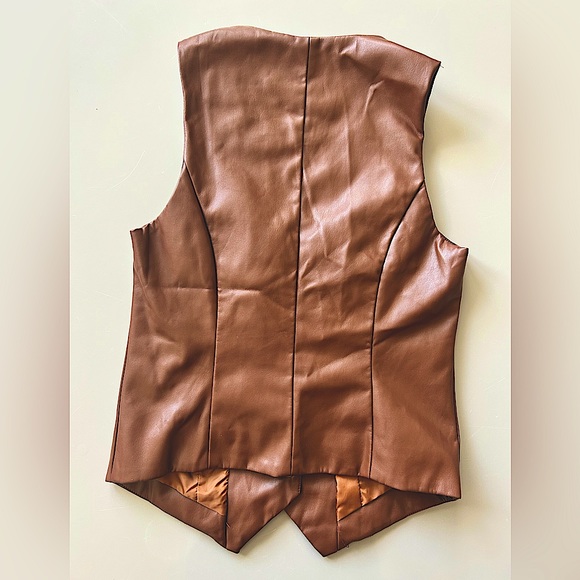 NWOT Faux Leather Brown Vest | Size Medium - Picture 5 of 5